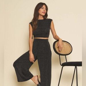 ISO in search of Whimsy + Row Valentina Top & Pants in Black Sparkle